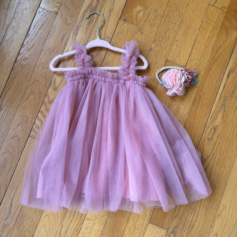 Pink Tulle Dress with Headband